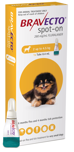 Bravecto Spot On for Dogs: 2-4.5kg