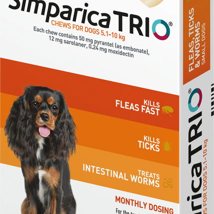 Simparica Trio Chews for Dogs 5.1-10kg (3 Pack)